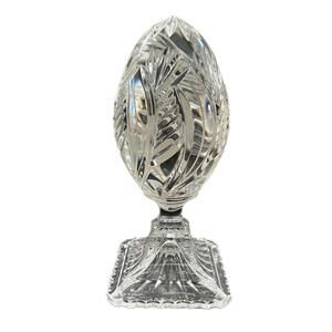 Vintage Egg Pedestal Paperweight Crystal 1950's Desk Decor